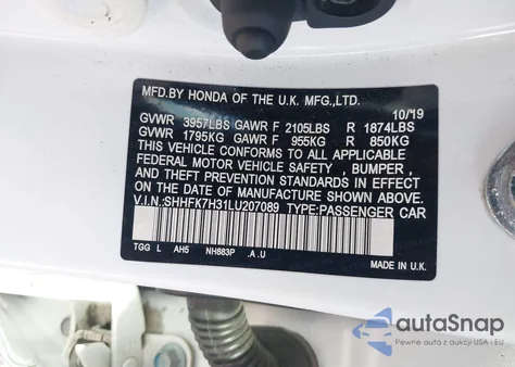 2020 Honda Civic Lx from USA, damaged, VIN SHHFK7H31LU207089